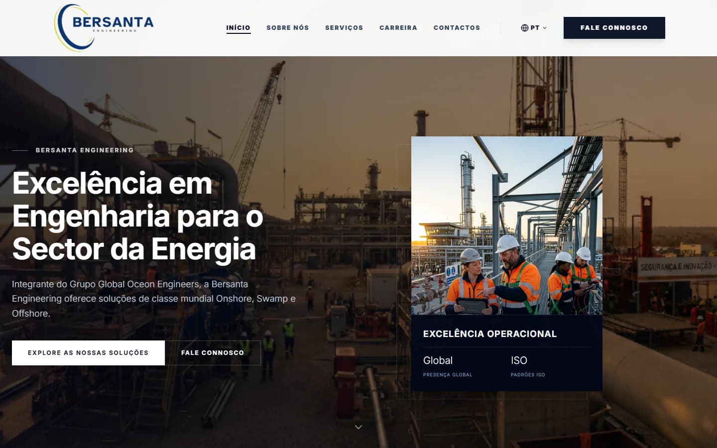 Captura do website público. Os dados de demonstração pertencem à apresentação do produto.