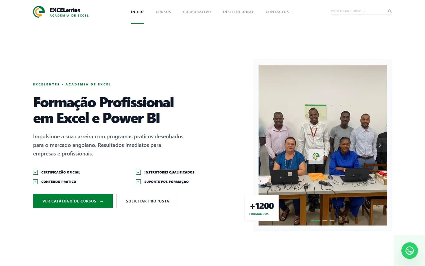 Captura do website público. Os dados de demonstração pertencem à apresentação do produto.